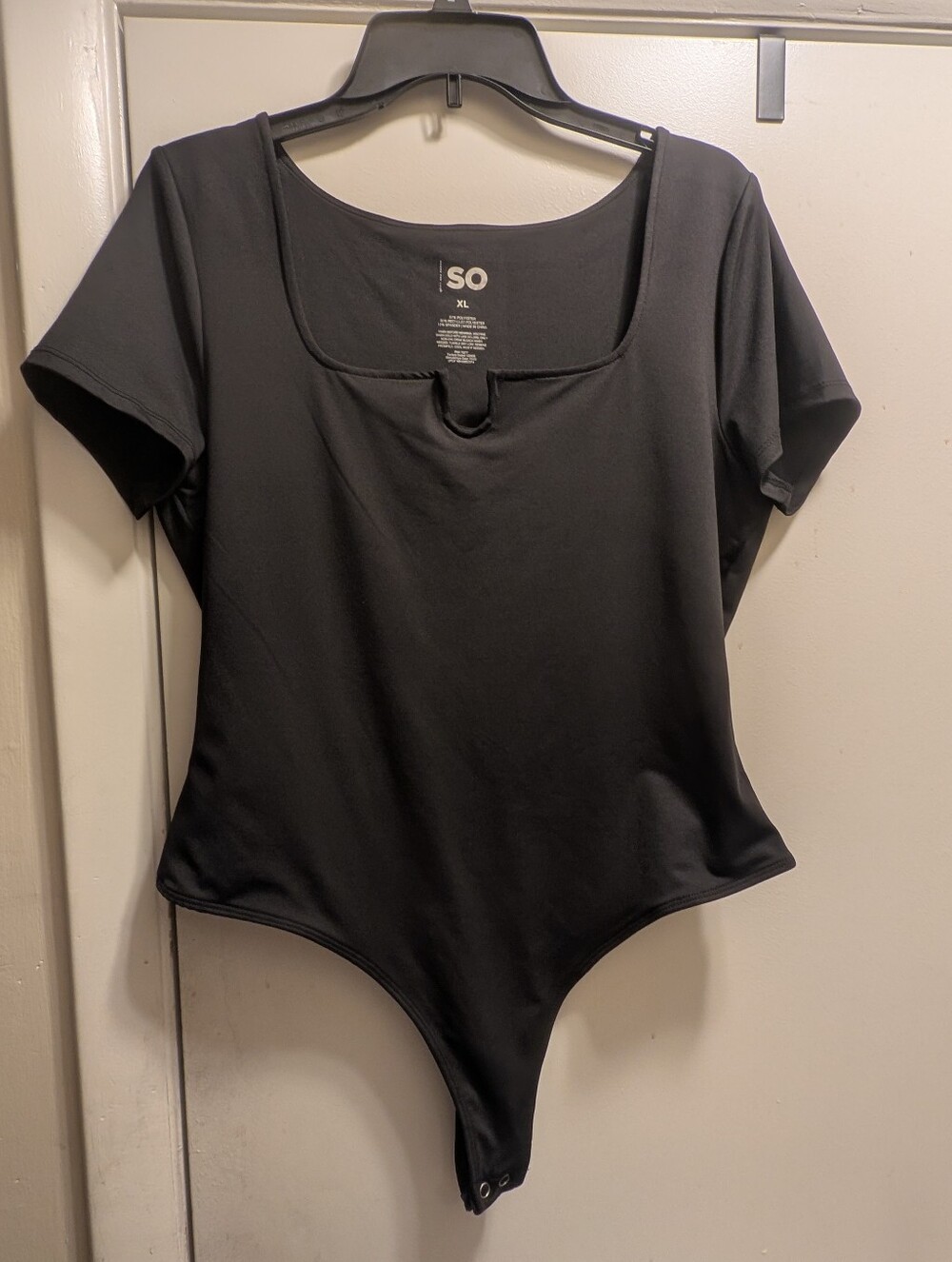 3/$20 SO Black Short-Sleeve Square Neck Bodysuit